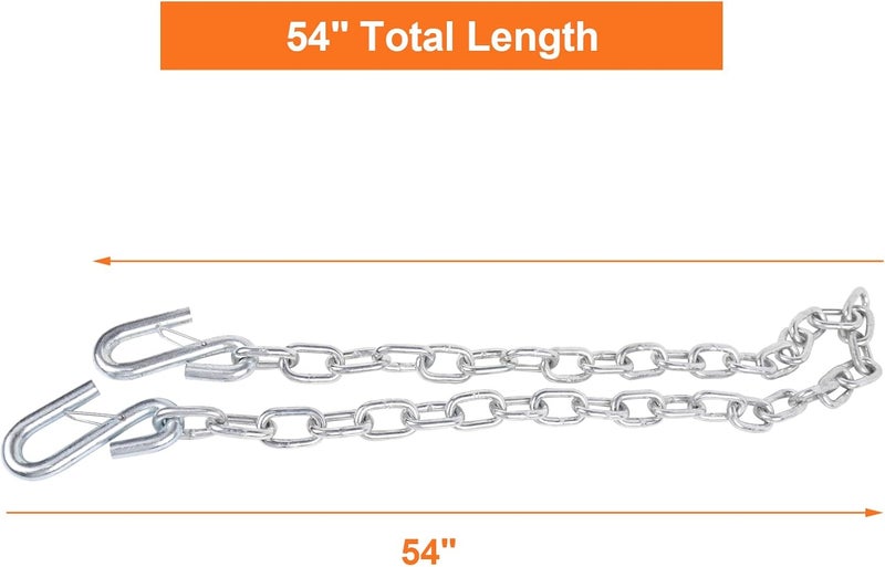 TeukRiGa 5/16"x54" Grade 30 Steel Boat Trailer Safety Chain with Spring Clip Hooks 7000 lbs, 2 Pcs (5/16"x54") - Image 4
